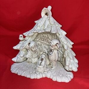 Vtg Ceramic Christmas Tree Nativity Scene / Southwestern / Hand Painted / 1997